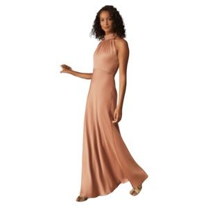 Anthropologie BHLDN Cortland Gown/Dress Halter Style Pink Long Size 12